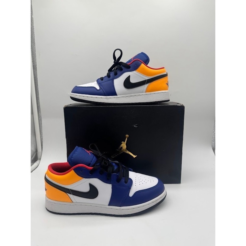 Nike Air Jordan 1 Low GS 553560-123 Royal Blue Orange Black White Size 7Y